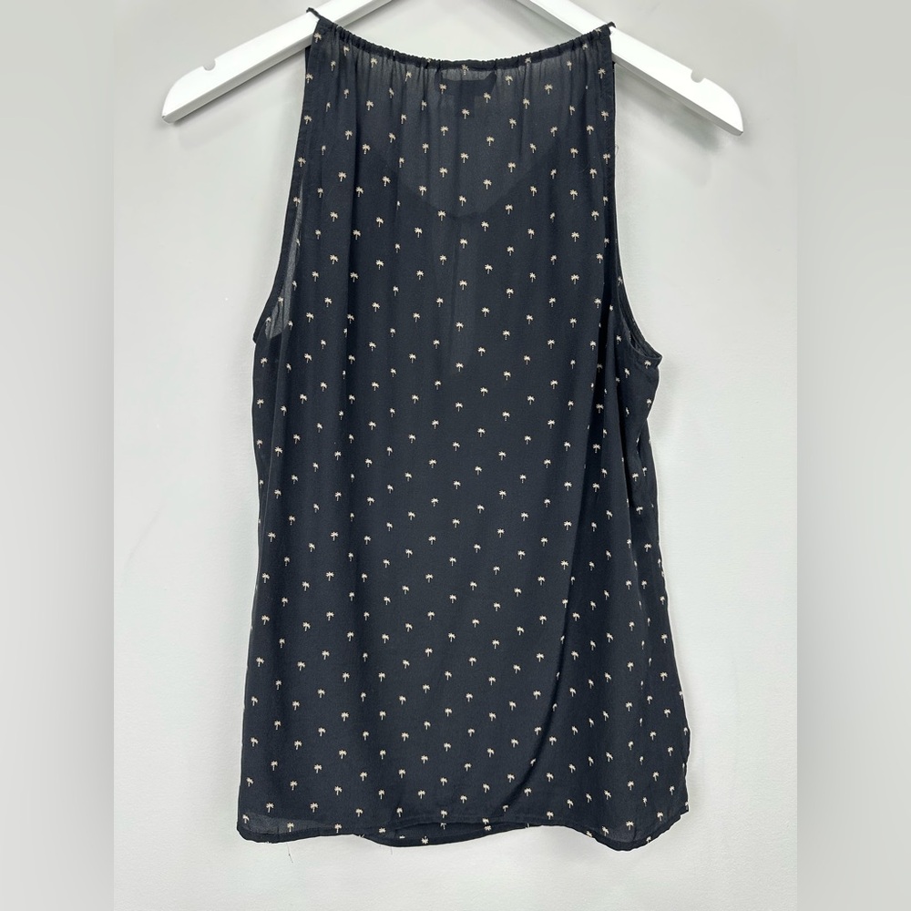 J. Crew Silk Tie Neck in Palm Tree Novelty Print Tank Top Blouse Size 6 - Picture 7 of 10